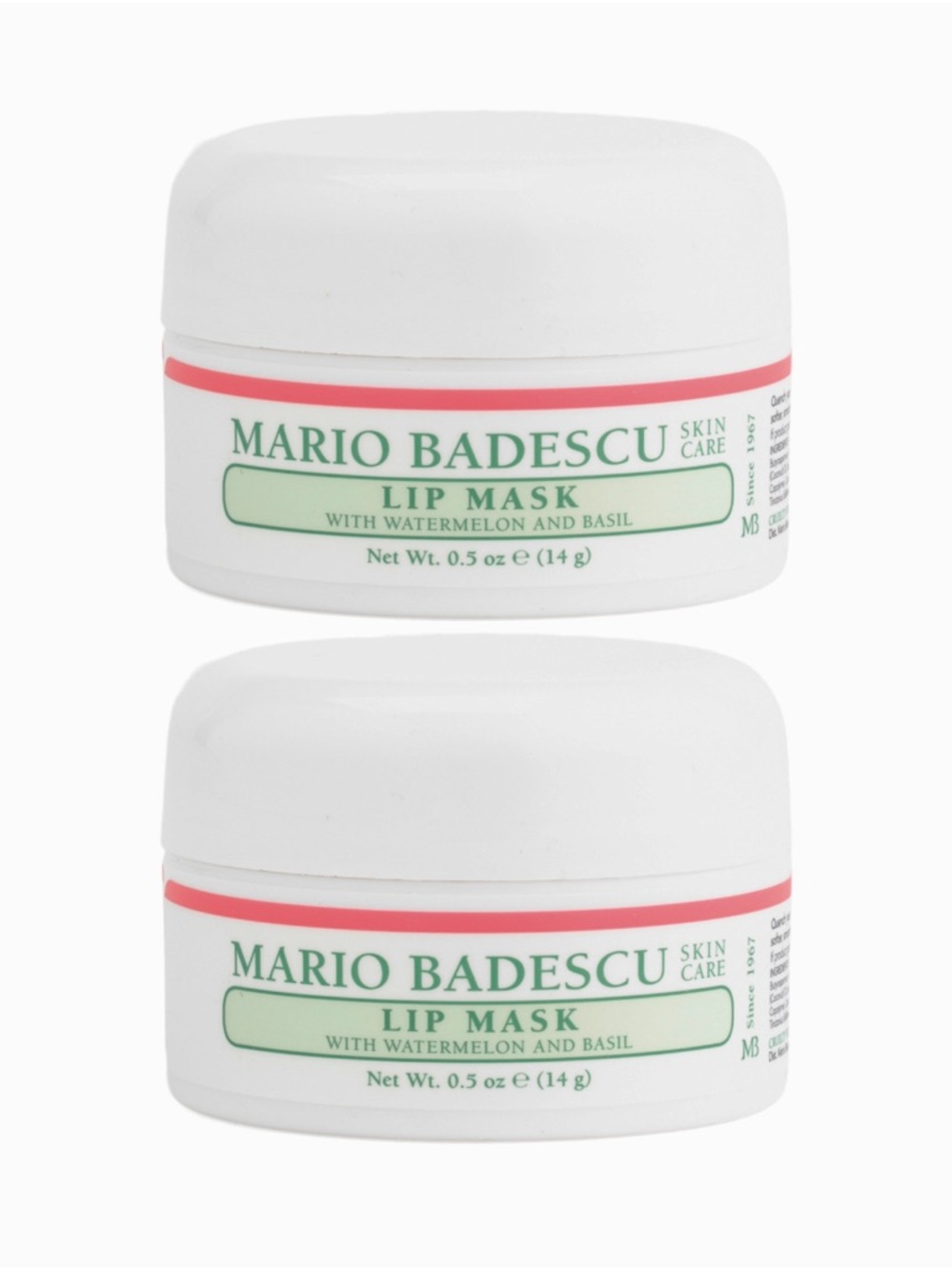 1 set of 2 NIP Mario Badescu watermelon & basil lip masks